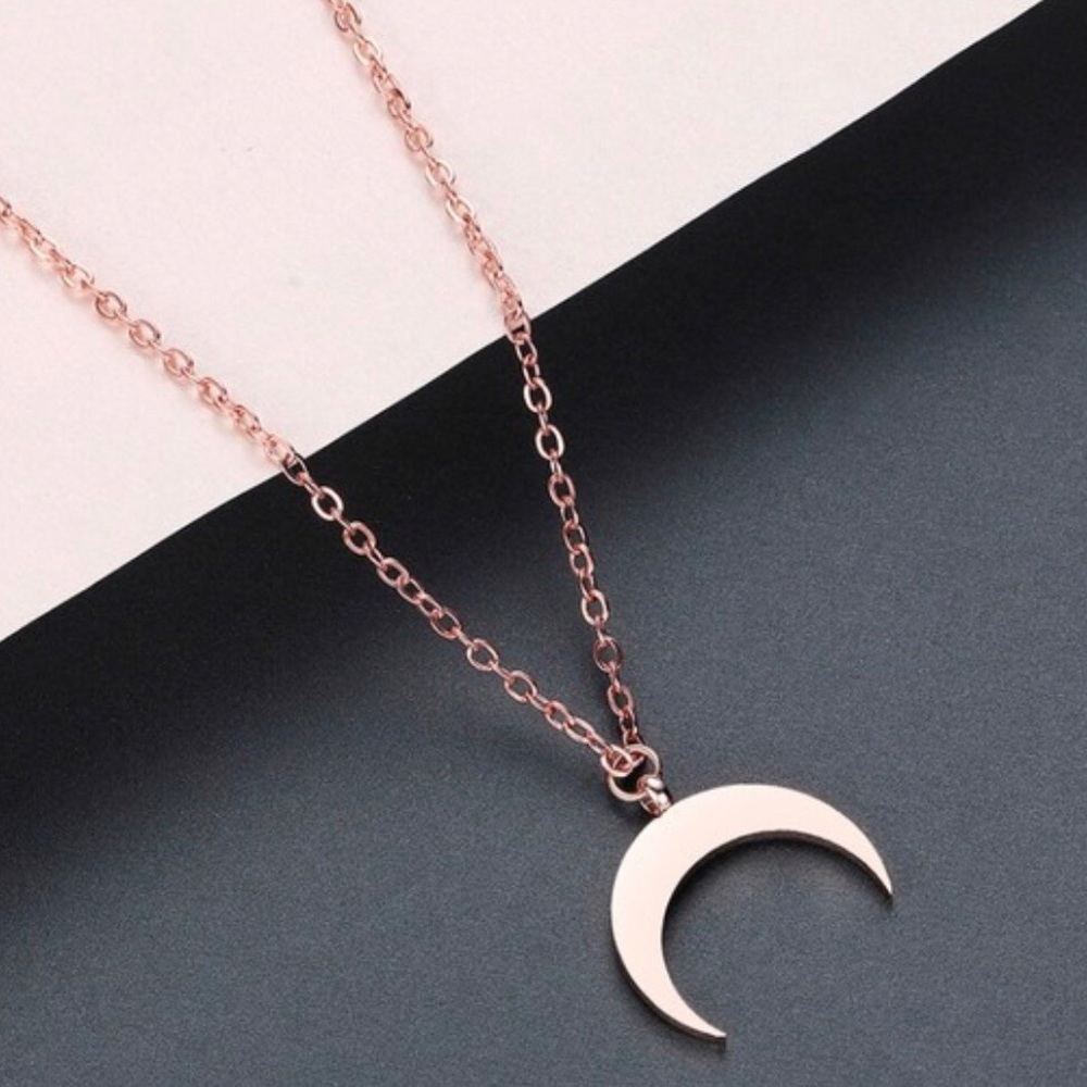 Moon Crescent Necklace Rose Gold Color 18”